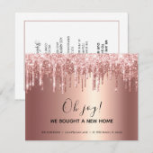 Roze Gouden Glitter Drup Glam Bewegend Aankondiging (Voorkant / Achterkant)