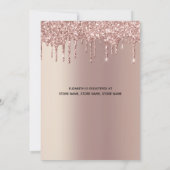 Roze Gouden Glitter Drup Glam Modieuze Bruiloft Fe Kaart (Achterkant)