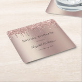 Roze Gouden Glitter Drup Glam Modieuze Bruiloft Fe Kartonnen Onderzetters (Schuin)