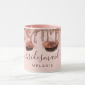 Roze Gouden Glitter Drup Glam Schoonheid Aangepast Mok (Midden)