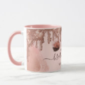 Roze Gouden Glitter Drup Glam Schoonheid Aangepast Mok (Links)