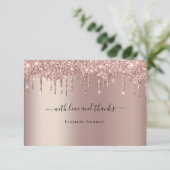 Roze Gouden Glitter Drup Glam Trendy Bruiloftsfees Bedankkaart (Staand voorkant)