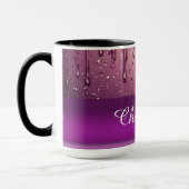Roze Gouden Glitter Druppel Aangepaste naam Mok (Links)