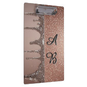 Roze Gouden Glitter Druppel Aangepaste Naam Monogr Klembord (Rechts)