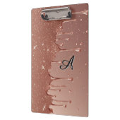 Roze Gouden Glitter Druppel Aangepaste Naam Monogr Klembord (Links)