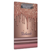 Roze Gouden Glitter Druppel Aangepaste Naam Monogr Klembord (Rechts)