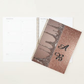Roze Gouden Glitter Druppel Aangepaste Naam Monogr Planner (Display)