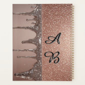 Roze Gouden Glitter Druppel Aangepaste Naam Monogr Planner (Achterkant)