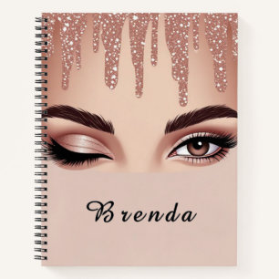 Roze Gouden Glitter Druppel Met Vrouwelijke Oog Ma Notitieboek
