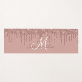 Roze Gouden Glitter Druppel Mooi Monogram Yogamat (Voorkant (horizontaal))