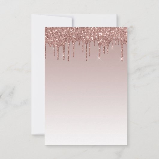 Roze Gouden Glitter Druppel Virtuele Baby Shower Kaart (Achterkant)