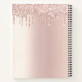 Roze Gouden Glitter Druppels Aardbei Snoepgoed Notitieboek (Achterkant)