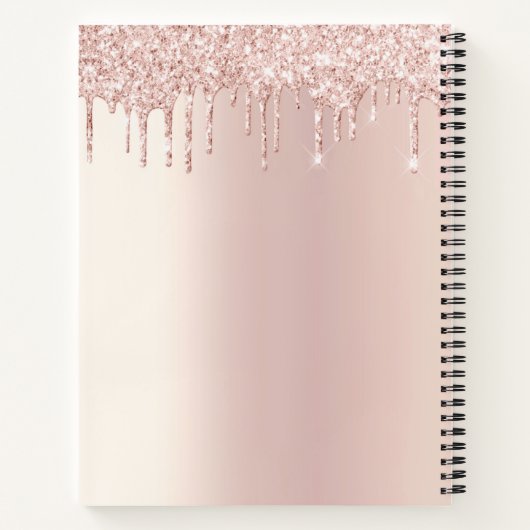 Roze Gouden Glitter Druppels Aardbei Snoepgoed Notitieboek (Achterkant)