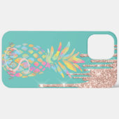 Roze Gouden Glitter Druppels Ananas Mint Groen Case-Mate iPhone Case (Achterkant (horizontaal))