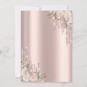 Roze Gouden Glitter Druppels Boho Rozen 80ste Verj Kaart (Achterkant)
