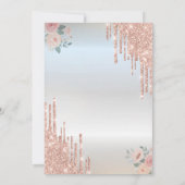 Roze Gouden Glitter Druppels Boho Rozen Zilver Swe Kaart (Achterkant)