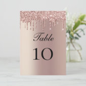 Roze Gouden Glitter Druppels Bruiloft Tafel Plat K (Staand voorkant)