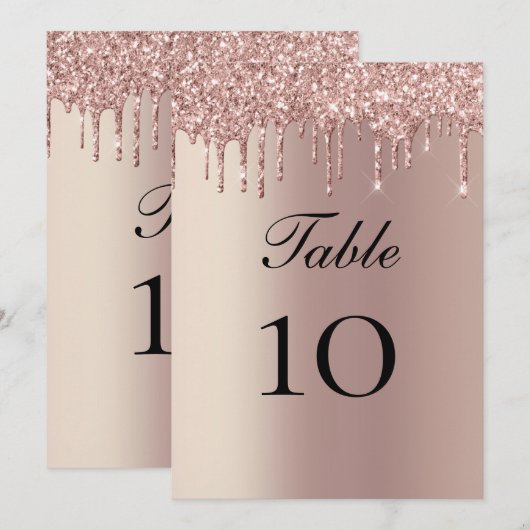Roze Gouden Glitter Druppels Bruiloft Tafel Plat K (Voorkant / Achterkant)