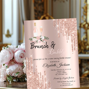 Roze Gouden Glitter Druppels Bruisende Bruiloft Br Kaart