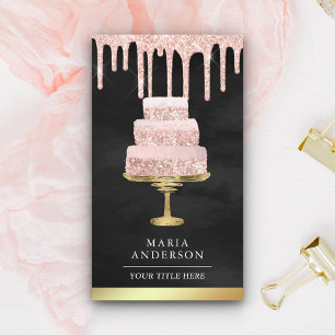 Roze Gouden Glitter Druppels Cake Gebak Chef Bakke Visitekaartje