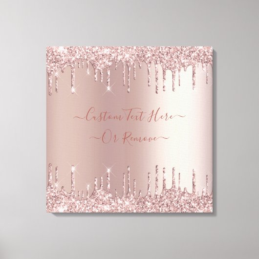 Roze Gouden Glitter Druppels Canvas Print Eigen Te (Voorkant)