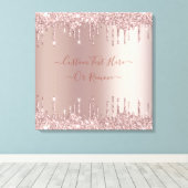 Roze Gouden Glitter Druppels Canvas Print Eigen Te (Insitu (Houten vloer))