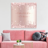 Roze Gouden Glitter Druppels Canvas Print Eigen Te (Insitu (Woonkamer))