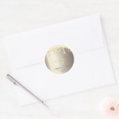 Roze Gouden Glitter Druppels Cupcake Keuken Ronde Sticker (Envelop)