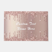 Roze Gouden Glitter Druppels Deurmat Gepersonalise (Voorkant)