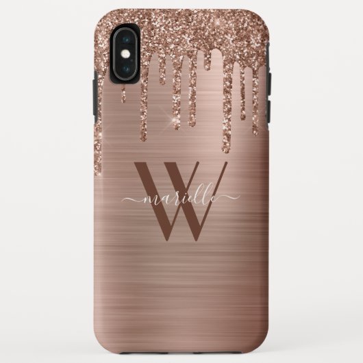 Roze Gouden Glitter Druppels Geborsteld Metaal Mon Case-Mate iPhone Case (Achterkant)