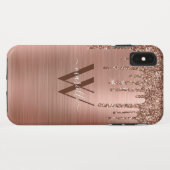 Roze Gouden Glitter Druppels Geborsteld Metaal Mon Case-Mate iPhone Case (Achterkant (horizontaal))