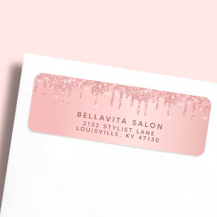 Roze Gouden Glitter Druppels Haarstylist Adres Etiket