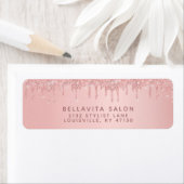 Roze Gouden Glitter Druppels Haarstylist Adres Etiket (Insitu)