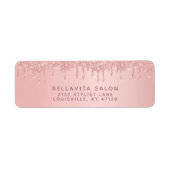 Roze Gouden Glitter Druppels Haarstylist Adres Etiket (Voorkant)