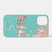Roze Gouden Glitter Druppels Ijs Mint Groen Case-Mate iPhone Case (Achterkant (horizontaal))