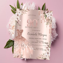 Roze Gouden Glitter Druppels Jurk Bloem 90ste Verj