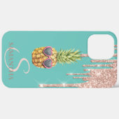 Roze Gouden Glitter Druppels Koele Ananas Mint Gro Case-Mate iPhone Case (Achterkant / Rechts)