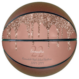 Roze Gouden Glitter Druppels Naam Team Nummer Jaar Basketbal