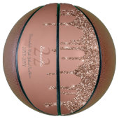 Roze Gouden Glitter Druppels Naam Team Nummer Jaar Basketbal (Verticaal)