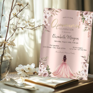 Roze Gouden Glitter Druppels Prinsessen Jurk Bloem Kaart