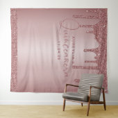 Roze Gouden Glitter Druppels Quinceanera Achtergro Wandkleed (In Situ (horizontaal))