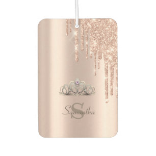 Roze Gouden Glitter Druppels Tiara Luchtverfrisser