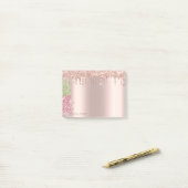 Roze Gouden Glitter Druppels Waterverf Ananas Post-it® Notes (Op bureau)