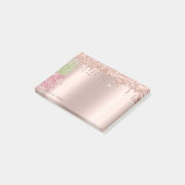 Roze Gouden Glitter Druppels Waterverf Ananas Post-it® Notes (Schuin)