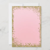 Roze & Gouden Glitter Edge Sweet 16 Party Kaart (Achterkant)