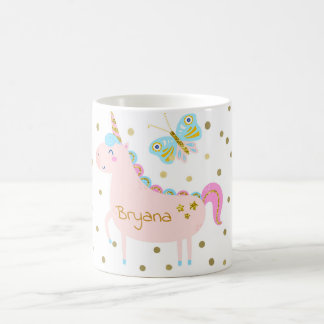 Roze & Gouden Glitter Eenhoorn Confetti Stippen Koffiemok