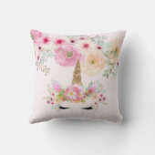 Roze Gouden Glitter Eenhoorn Gezicht Meisjes Baby  Kussen (Achterkant)