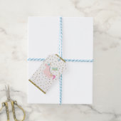 Roze & Gouden Glitter Eenhoorn Meisjes Verjaardags Cadeaulabel (Met Touw)