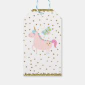Roze & Gouden Glitter Eenhoorn Meisjes Verjaardags Cadeaulabel (Achterkant)
