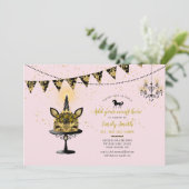 Roze Gouden Glitter Eenhoorn Sweet16 Quinceanera 1 Kaart (Staand voorkant)